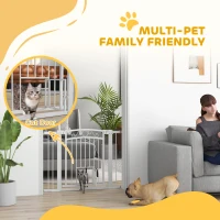 PawHut Dog Gate, Walk Through Pet Gate w/ Small Pet Door, Auto Close, for Doorways, House, Stair, 30"-41" W x 30" H(m-9)