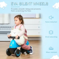 Qaba Baby Balance Bike for 18-36 Months, Toddler No Pedal Ride-on Walking Bike with 4 Wheels Gifts for Boys Girls, Blue(m-4)