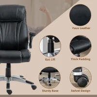 Vinsetto Executive Massage Office Chair with 6 Vibration Points, Heated Faux Leather Computer Desk Chair with Flip-up Armrest, Adjustable Height, Swivel Wheels, Black(m-8)