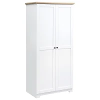HOMCOM 68" Kitchen Pantry Cabinet, Freestanding Storage Cabinet, 2-Door Cupboard with 4-tier Shelving for Dining Room, White(m-11)