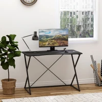 HOMCOM 43" Home Office Computer Desk Study Student Writing Table with Z and X Bar Frame Support for Living Room, Black(m-2)