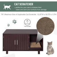 PawHut Wooden Cat Litter Box Enclosure & House, Kitty Hidden Washroom, with End Table Design, Scratcher, & Magnetic Doors, Brown(m-5)