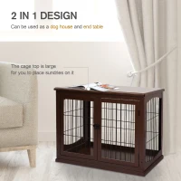 PawHut 26" Wooden Dog Cage with Double Door Entrance & Simple Modern Design, Brown(m-5)