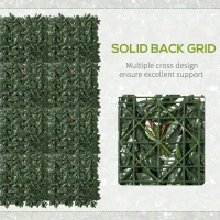 Outsunny 12PCs Grass Wall Panels, 20" x 20" Artificial Grass Wall Decor, Greenery Backdrop Panels Wall for Outdoor, Indoor, Garden, Fence, Backyard, Green and Red(m-6)