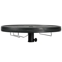 Outsunny Beach Umbrella Table Tray with Wine Glass Holder and Foldable Towel Rack, 23.6", Black(m-2)
