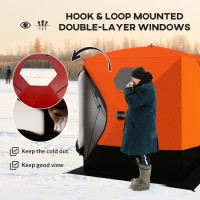 Outsunny 2-3 Person Insulated Ice Fishing Shelter, Pop up Ice Fishing Tent with Windows, Vents and Carry Bag, for Low-Temp -22℉(m-7)