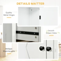 HOMCOM 72" Kitchen Pantry Storage Cabinet, Traditional Freestanding Cupboard with 4 Doors and 2 Adjustable Shelves, Large Central Drawer, X-Frame, White(m-7)