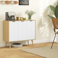 HOMCOM Modern Sideboard and Buffet, Dining Room Cabinet with Adjustable Shelves for Kitchen, Living Room, Natural(m-8)
