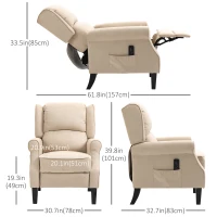 HOMCOM Massage Recliner Chair for Living Room, Push Back Recliner Sofa, Wingback Reclining Chair with Extendable Footrest, Remote Control, Side Pockets, Beige(m-3)
