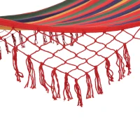 Outsunny Patio Outdoor Hammock, Brazilian Hammock Portable Hammock Load Capacity Up to 264 Lbs for Backyard, Porch, Outdoor and Indoor Use Red Stripe(m-7)