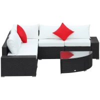 Outdoor Wicker Sectional Sofa Set - Cushioned Patio Set with Quarter Round Coffee Table(m-11)
