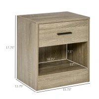 HOMCOM Modern Side Table with Drawer and Storage Shelf, End Table for Living Room, Gray Wood Grain(m-3)
