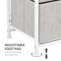 HOMCOM Linen Drawer Cabinet Organizer Storage Dresser Tower with 4 Removable Drawer Metal Frame Adjustable Feet for Living Room, Kitchen, Bathroom, White(m-6)