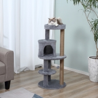 PawHut 41" Cat Tree Tower with Condo, Scratching Posts and Hanging Ball, Grey