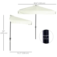 Outsunny 7.5ft Half Umbrella Semi Patio Parasol with Crank Handle, Top Vent for Garden, Balcony- NO BASE INCLUDED, Cream(m-3)