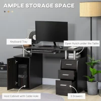 HOMCOM 47" Computer Desk with Keyboard Tray and Storage Drawers, Home Office Workstation Table with Storage Shelves, Dark Brown Wood Grain(m-4)