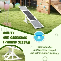 PawHut Wooden Dog Agility Seesaw for Training and Exercise, Weather Resistant, 83" L x 16" W x 14" H, White(m-7)