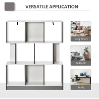 HOMCOM 3-Tier Wooden Bookcase, Display Shelf Freestanding Decorative Storage Shelving, Home Office Grey and White(m-6)