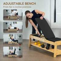 Soozier Wooden Adjustable Weight Bench with Dumbbell Rack, Flat or Incline Workout Bench for Home Gym Weight Lifting, Black(m-5)