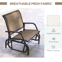 Outsunny Outdoor Glider Chair, Steel Swing Chai with Curved Armrests for Porch, Garden, Poolside, Balcony, Brown(m-6)