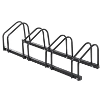 HOMCOM Bike Stand Parking Rack Floor or Wall Mount Bicycle Cycle Storage Locking Stand (4 Racks, Black)(m-11)