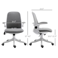 Vinsetto Office Chair 360° Swivel Task Desk Breathable Fabric Computer Chair with Flip-up Arms and Adjustable Height, Grey(m-3)