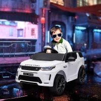Qaba Land Rover Discovery Sport Licensed 12V Kids Ride on Car with Remote Control Soft Start, LED Lights, White(m-2)