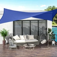 Outsunny 16' x 20' Sun Shade Sail Canopy Outdoor Shade Sail Cloth for Patio Deck Yard with D-Rings and Rope Included, Blue(m-10)