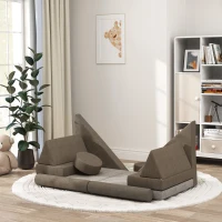 Qaba 12 Pieces Kids Foam Climbing Blocks with Washable Cover for Toddlers, Khaki(m-8)