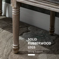 HOMCOM Bedroom End of Bed Bench, 56" Upholstered Entryway Bench with Button Tufted, Thick Padding and Wood Legs, French Vintage Style Linen-Feel Ottoman Bench for Hallway, Living Room, Gray(m-5)