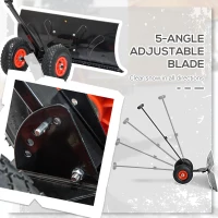 Outsunny Snow Shovel Rolling Pusher with 29" Blade, 10" Wheels & Angle-Adjustable Handle, Black(m-4)