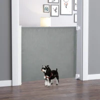 PawHut Retractable Pet Safety Barrier Gate, Flexible and Extensible for Stairways Doorways Hallways, Grey(m-8)