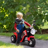 Aosom Electric Motorcycle for Kids, 6V Battery Powered Ride-On Dirt Bike 3-Wheels Motorbike with Horn Headlights Realistic Sounds Speed for 18 - 36 Months Red(m-2)