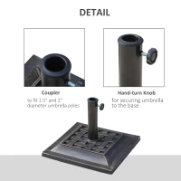 Outsunny 20 lbs Patio Market Umbrella Base Stand Resin Parasol Holder Square with Beautiful Decorative Pattern & Easy Setup, for Φ1.5", Φ1.89" Pole, for Beach, Lawn, Deck, Backyard, Garden, Bronze(m-4)