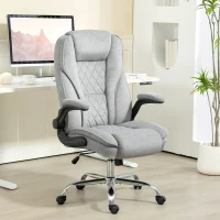 HOMCOM Executive Office Chair, Desk Chair with Flip-up Armrest, Diamond Fabric Computer Chair for Home Office, Gray(m-10)
