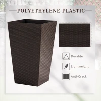 Outsunny Set of 3 Tall Plant Stand, Outdoor & Indoor Flower Pot Set for Front Door, Entryway, Patio and Deck, Brown(m-4)