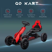 Aosom Kids Pedal Go Kart W/ Adjustable Seat, Swing Axle, Red(m-7)
