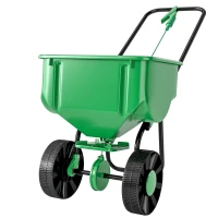 Outsunny Broadcast Spreader, 40 L Walk-Behind Fertilizer Spreader with 8.5" Wheels for Fertilizer, Seeds, Salt, 132 LB Capacity(m-2)