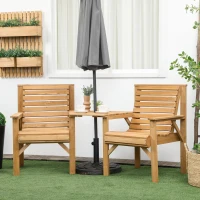 Outsunny 3Pcs Outdoor Bench Set for Backyard, Balcony, Light Brown(m-8)