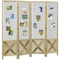 HOMCOM 4.7' 4 Panel Room Divider, Indoor Privacy Screens for Home, Natural(m-11)