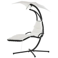 Outsunny Swing Chaise with Stand Floating Chaise Lounge Cream White(m-11)