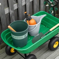 Outsunny Garden Dump Cart Heavy Duty 440lbs Wagon with Steel Frame and 10'' Pneumatic Tires, Green(m-8)