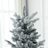 HOMCOM 6' Artificial Flocked Christmas Tree with Snow Frosted Branches, Auto Open, Steel Base(m-9)