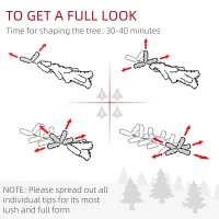 HOMCOM 6' Pre Lit Artificial Flocked Christmas Trees, with Snow Branches, Warm Yellow Clear Lights, Auto Open, Extra Bulb(m-7)