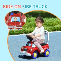 Qaba Toddler Ride on Fire Truck with Music, Horn, Under Seat Storage, for Kids 18-36 Months, Red(m-4)