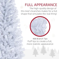 HOMCOM 5FT Pencil Christmas Tree, Artificial Christmas Tree with Automatic Open for Home Party, White(m-7)
