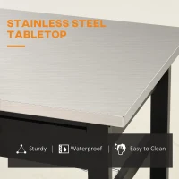 HOMCOM Room Essentials Portable Stainless Steel Top Kitchen Cart with Storage Drawer 3-Tier(m-6)