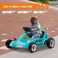 Qaba 6V Electric Go Kart for Aged 3-5 Kids with Music, Light, Horn, Blue(m-5)