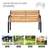 Outsunny 48"L Garden Bench Outdoor Patio 2-Person Wooden Seat Chair Park Loveseat  Yard Furniture w/ Steel Frame(m-6)