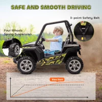 Qaba 12V Kids Electric Car with Parent Remote Control, Spring Suspension, Soft Start, Music, LED Light, Safety Belt, Green(m-5)